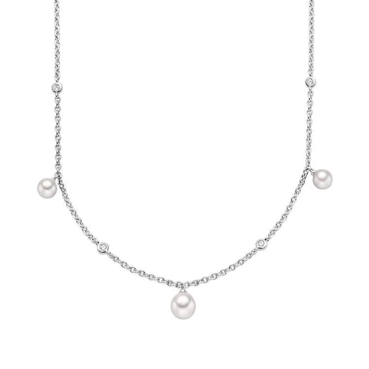 Collier mit 3 Süsswasserperlen & 4 Zirkonia 450mm