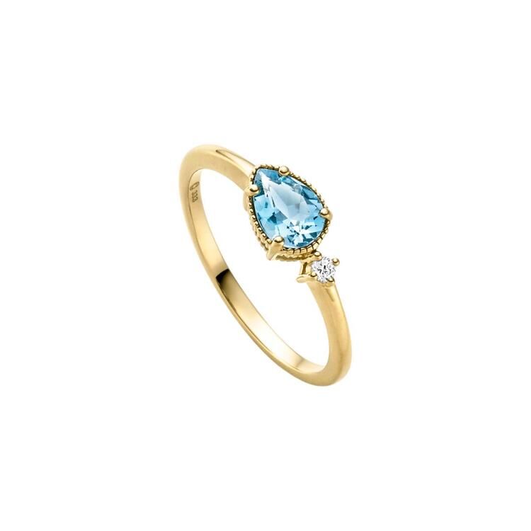 Ring mit 1 Blautopas (beh.) & 1 Zirkonia