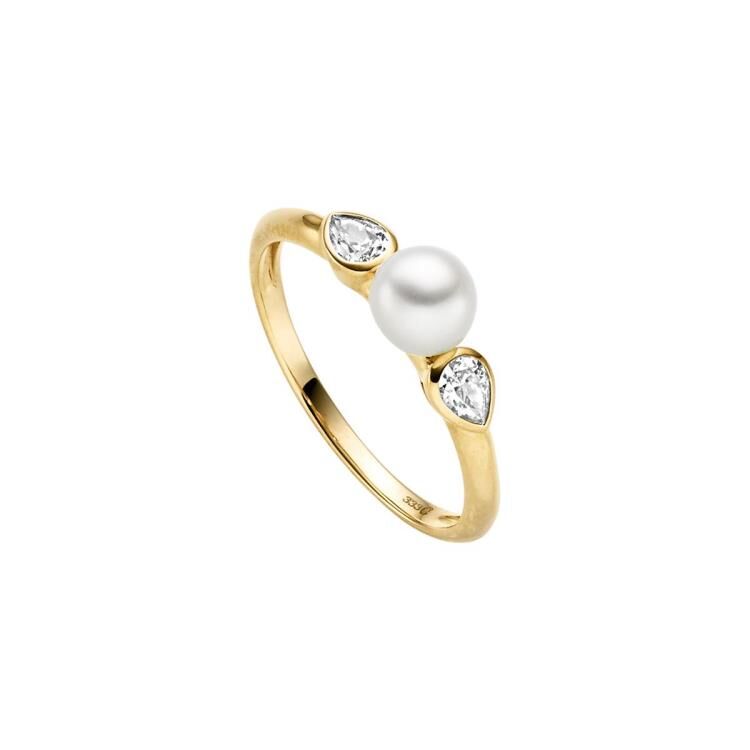 Ring mit 1 Süsswasserperle & 2 Zirkonia