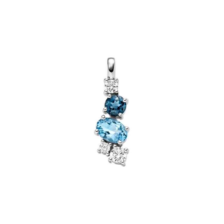 Anhänger mit 2 Blautopase & 3 Zirkonia