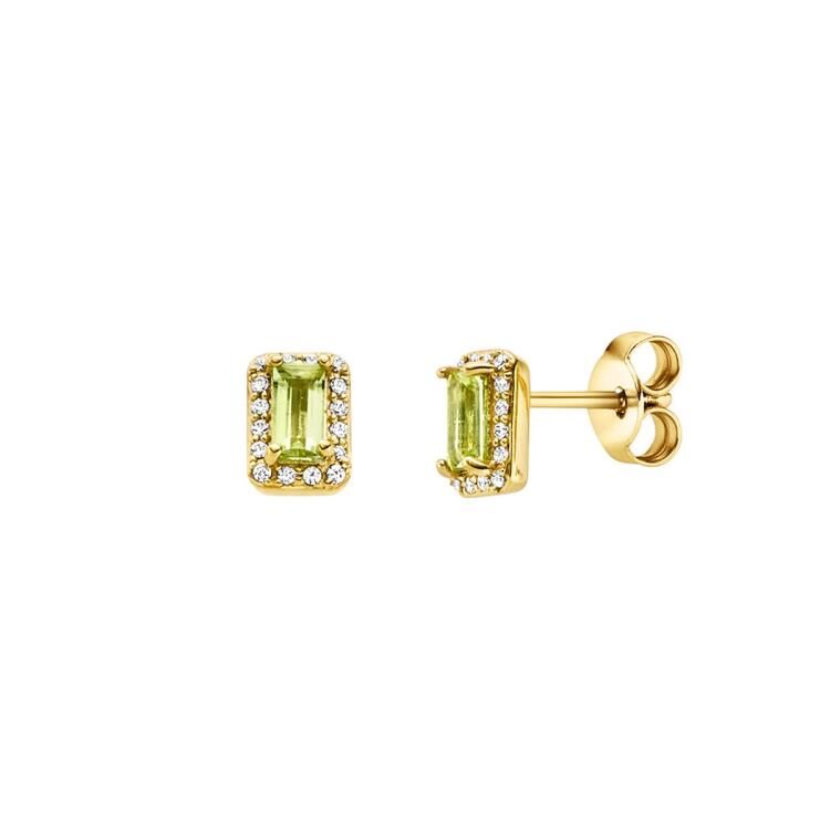 Ohrstecker mit 2 Peridot & 32 Zirkonia