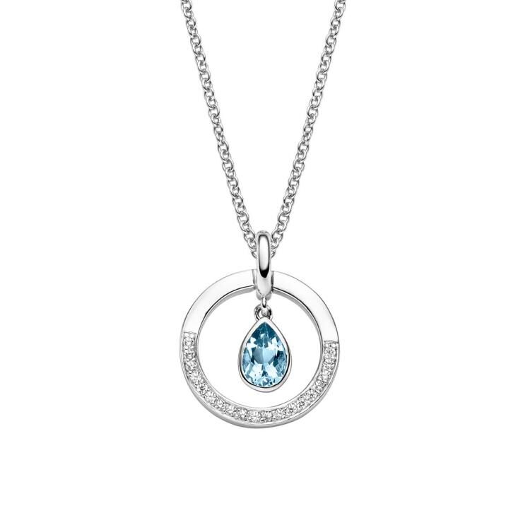 Anhänger mit Kette mit 1 Blautopas (beh.) & 19 Zirkonia