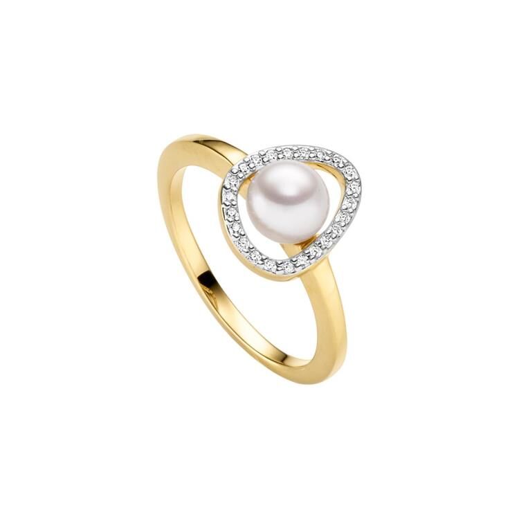 Ring mit 1 Süsswasserperle & 23 Zirkonia