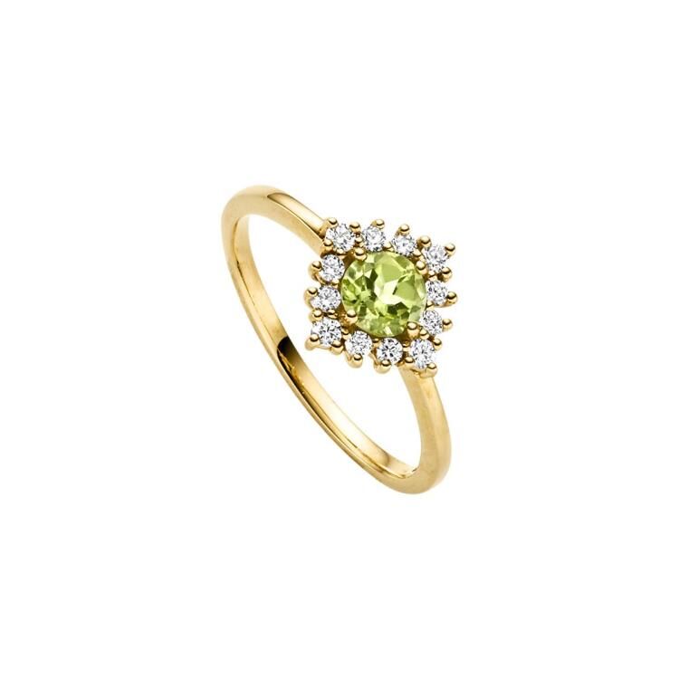 Ring mit 5 Peridot & 12 Zirkonia