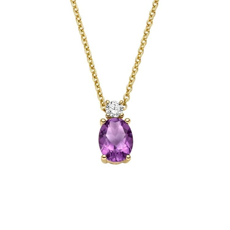 Anhänger mit Kette mit 1 Amethyst & 1 Zirkonia
