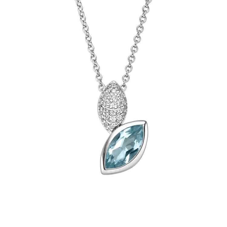 Anhänger mit Kette mit 1 Blautopas (beh.) & 28 Zirkonia