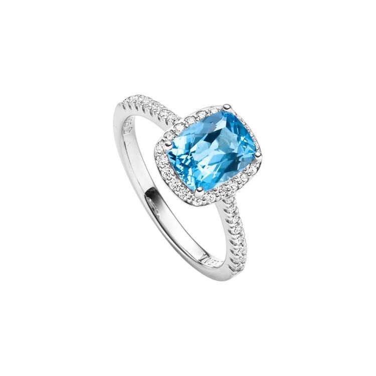 Ring mit 1 Blautopas (beh.) & 37 Zirkonia