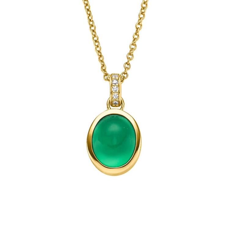 Anhänger mit Kette mit 1 Onyx & 5 Zirkonia